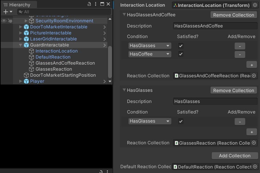 Inspector Screencap showing a GuardInteractable GameObject in Unity's RPG Adventure Tutorial