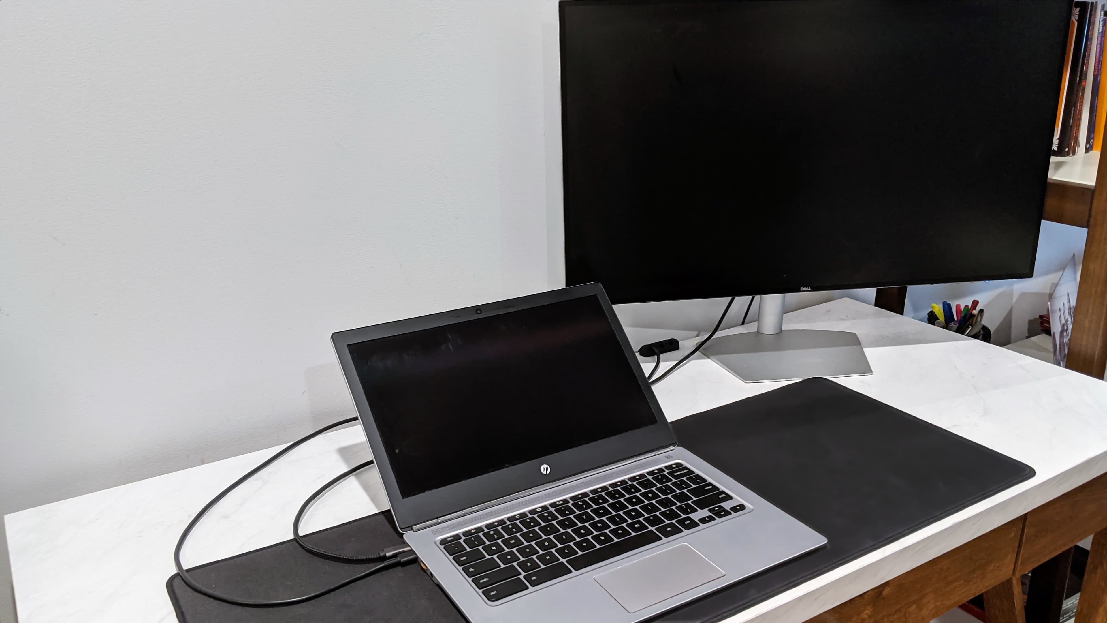 Photo of my work setup, as described above.