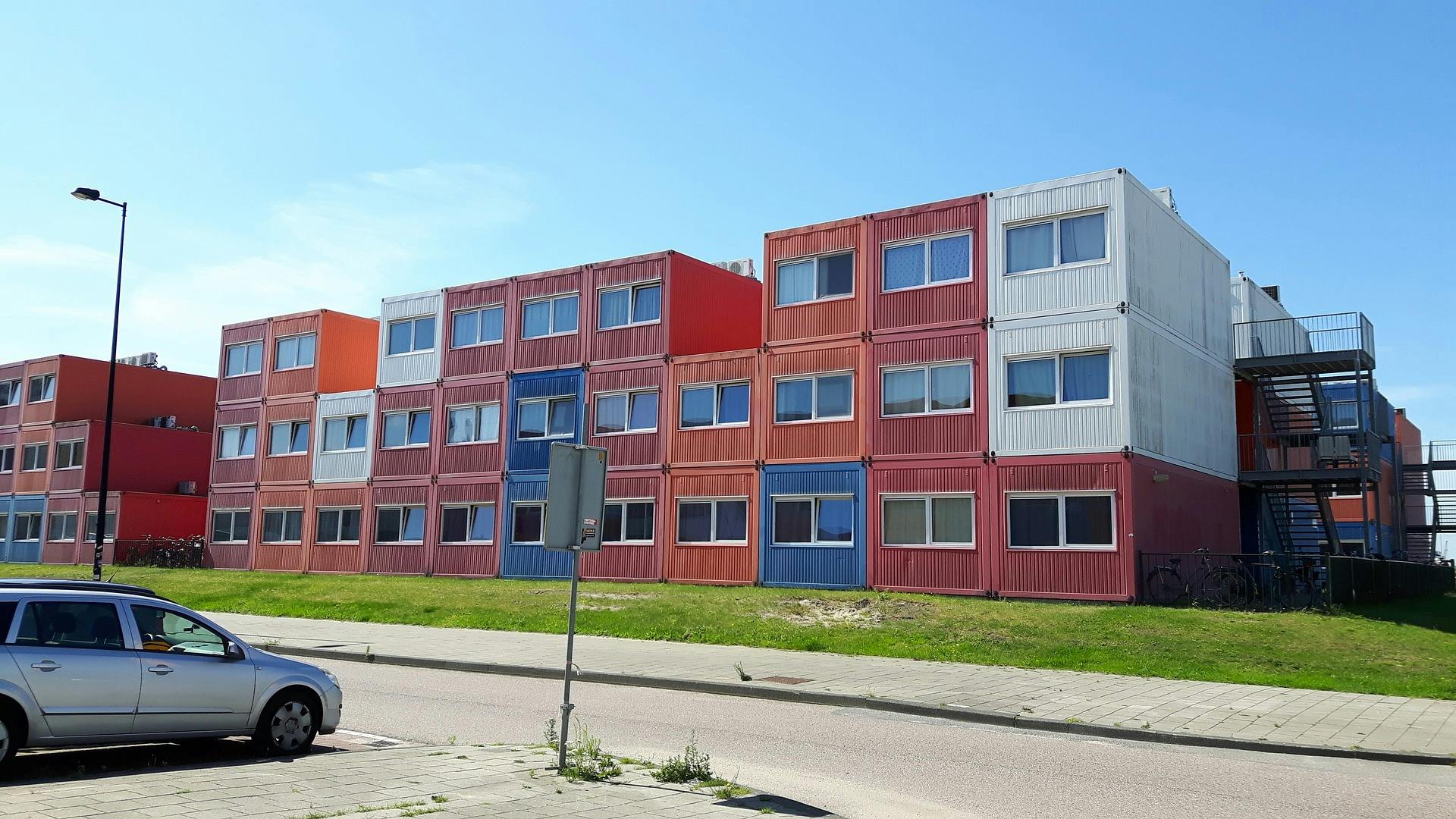 Photo of rows of container homes
