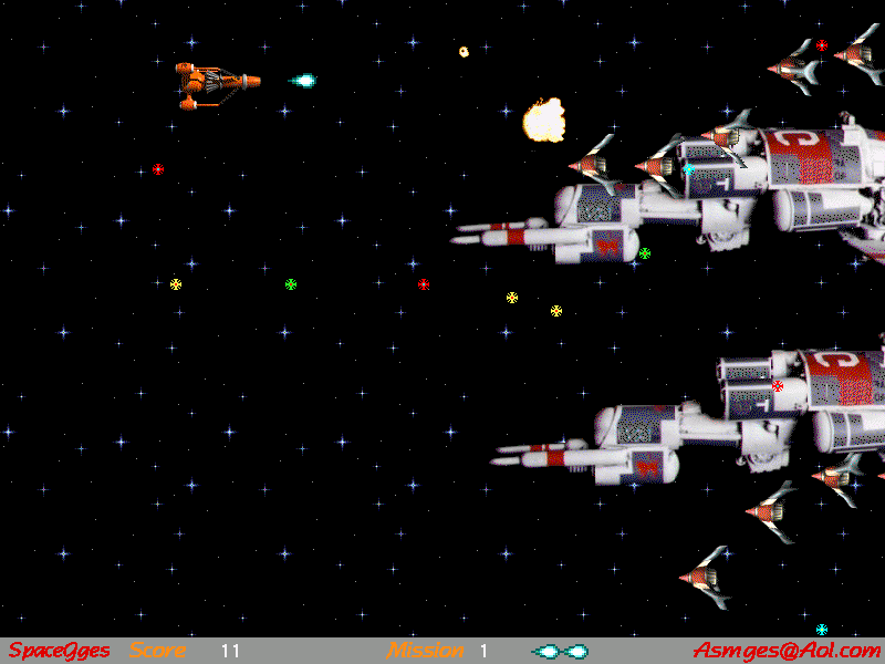 Example of a space scrolling shooter game